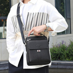 Men's Brown PU Leather Shoulder Messenger Bag