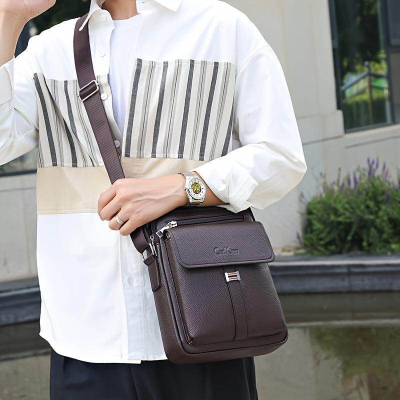 Men's Brown PU Leather Shoulder Messenger Bag