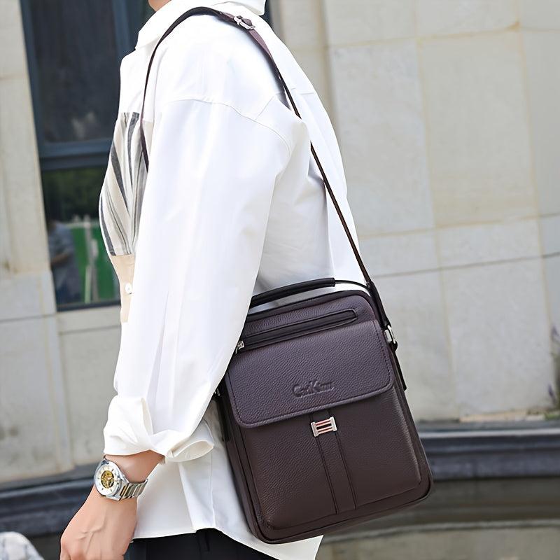 Men's Brown PU Leather Shoulder Messenger Bag