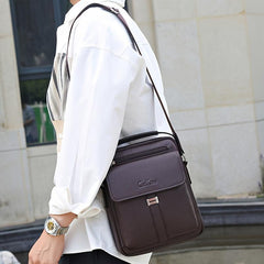 Men's Brown PU Leather Shoulder Messenger Bag