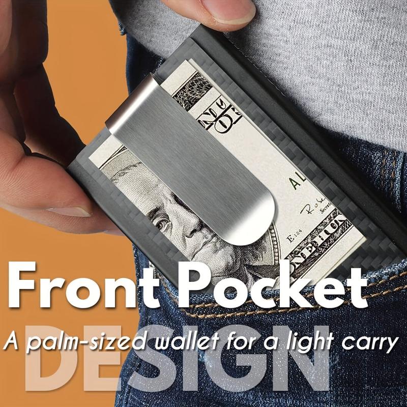 Men's RFID Blocking Card Holder Carbon Fiber Pop Up