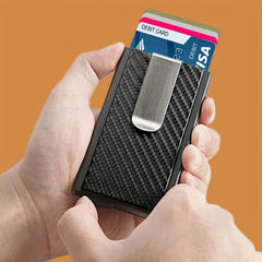Men's RFID Blocking Card Holder Carbon Fiber Pop Up