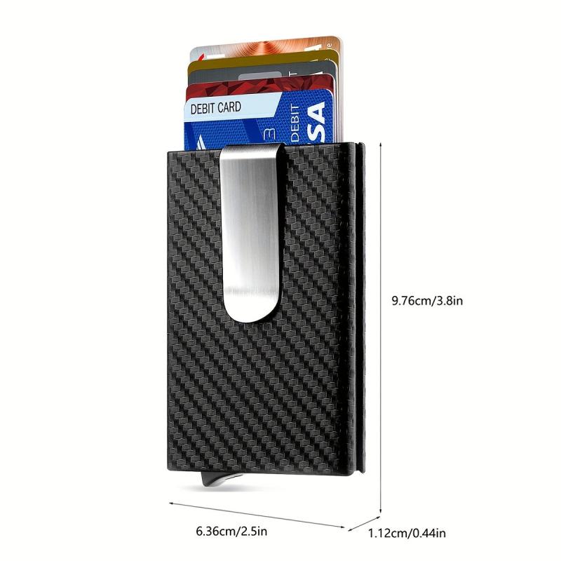 Men's RFID Blocking Card Holder Carbon Fiber Pop Up