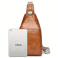 Vintage Casual PU Leather Chest Bag Waterproof Shoulder Bag