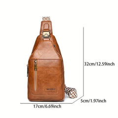 Vintage Casual PU Leather Chest Bag Waterproof Shoulder Bag