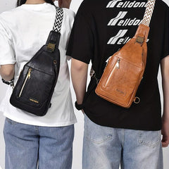 Vintage Casual PU Leather Chest Bag Waterproof Shoulder Bag