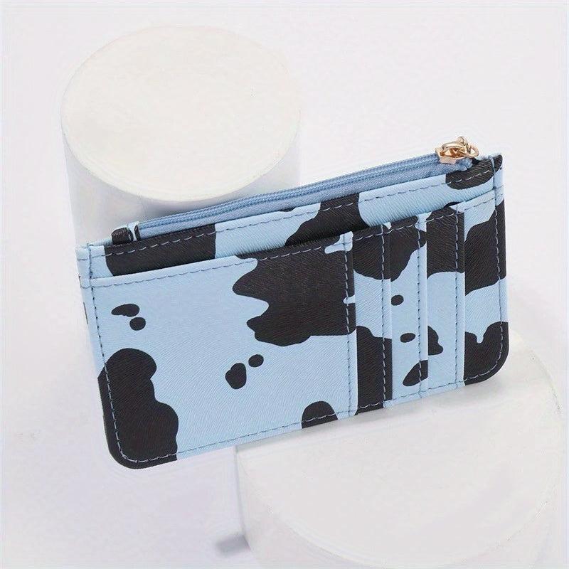 Cow Pattern Card Package Small Wallet PU Keychain Coin Purse Credit Card Bag