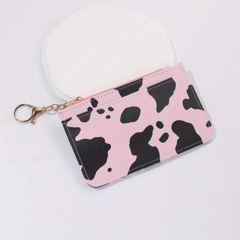 Cow Pattern Card Package Small Wallet PU Keychain Coin Purse Credit Card Bag