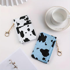 Cow Pattern Card Package Small Wallet PU Keychain Coin Purse Credit Card Bag