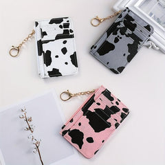 Cow Pattern Card Package Small Wallet PU Keychain Coin Purse Credit Card Bag