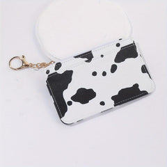Cow Pattern Card Package Small Wallet PU Keychain Coin Purse Credit Card Bag