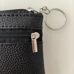 Men's Soft PU Leather Zip Coin Purse Keychain Mini Holder