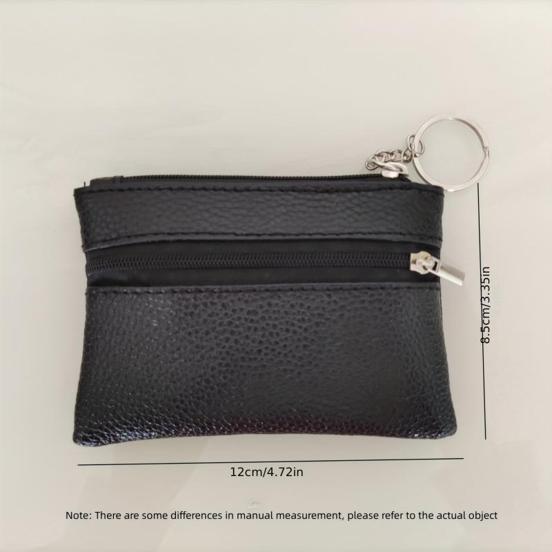 Men's Soft PU Leather Zip Coin Purse Keychain Mini Holder