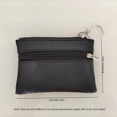 Men's Soft PU Leather Zip Coin Purse Keychain Mini Holder