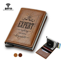 Casual Vintage Men's Engraved RFID Blocking Card Holder Money Clip