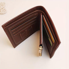 Men's Short Leather Wallet Zipper Coin Purse Card Holder