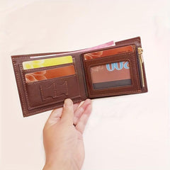 Men's Short Leather Wallet Zipper Coin Purse Card Holder