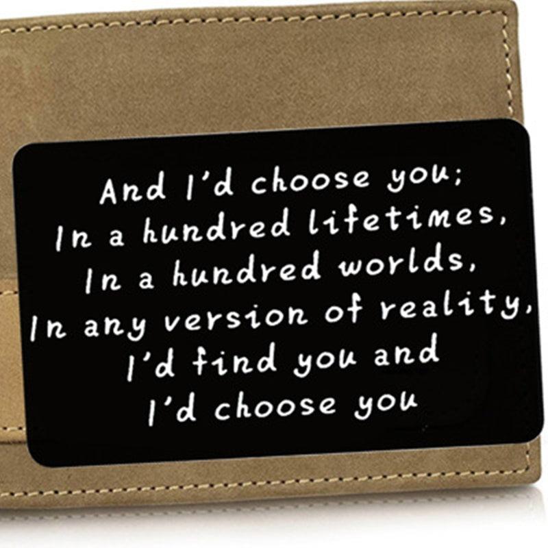 Engraved I Love You Wallet Card Insert Groom Gift Anniversary Boyfriend