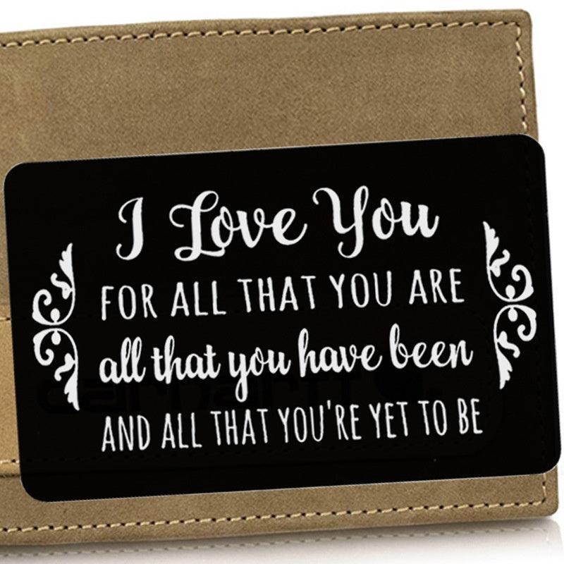 Engraved I Love You Wallet Card Insert Groom Gift Anniversary Boyfriend