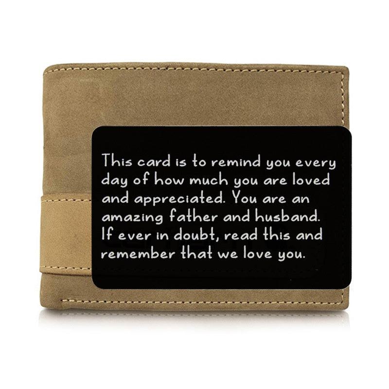 Engraved I Love You Wallet Card Insert Groom Gift Anniversary Boyfriend