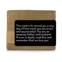 Engraved I Love You Wallet Card Insert Groom Gift Anniversary Boyfriend