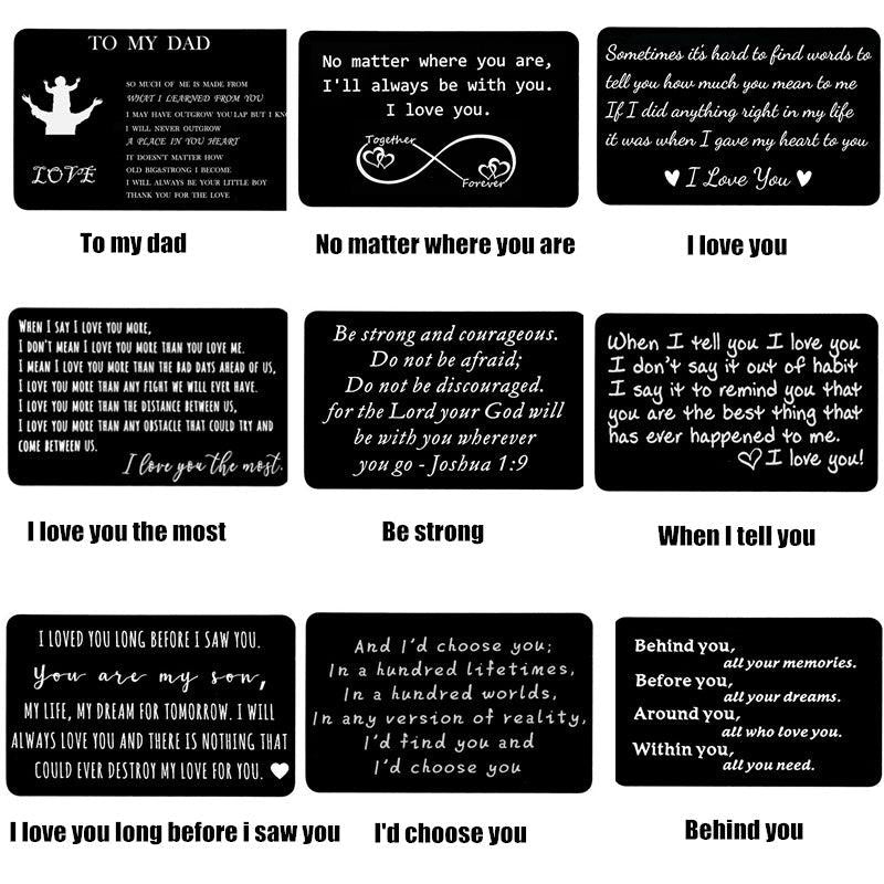 Engraved I Love You Wallet Card Insert Groom Gift Anniversary Boyfriend