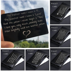 Engraved I Love You Wallet Card Insert Groom Gift Anniversary Boyfriend