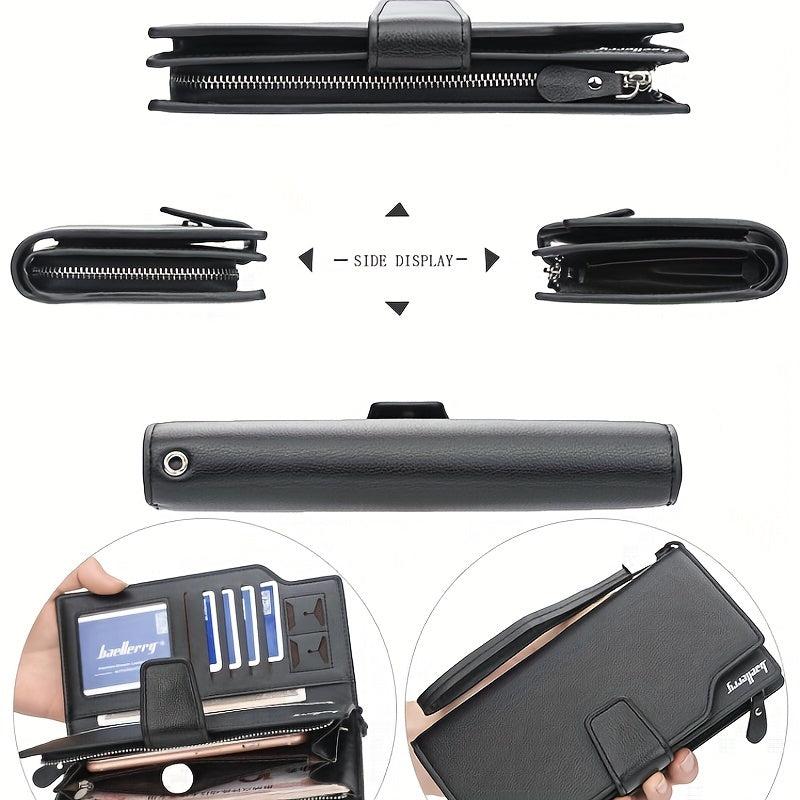 Men's Casual Clutch Business Long Wallet Zipper Mobile Phone Bag Money Clip