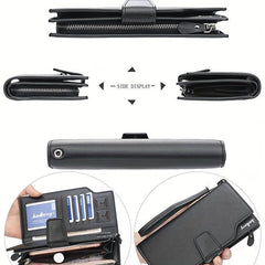 Men's Casual Clutch Business Long Wallet Zipper Mobile Phone Bag Money Clip