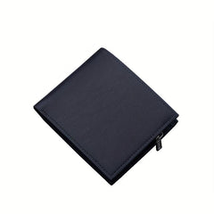 Men's Business PU Leather Short Wallet Zipper Card Slots Money Clip