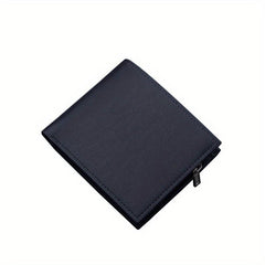 Men's Business PU Leather Short Wallet Zipper Card Slots Money Clip