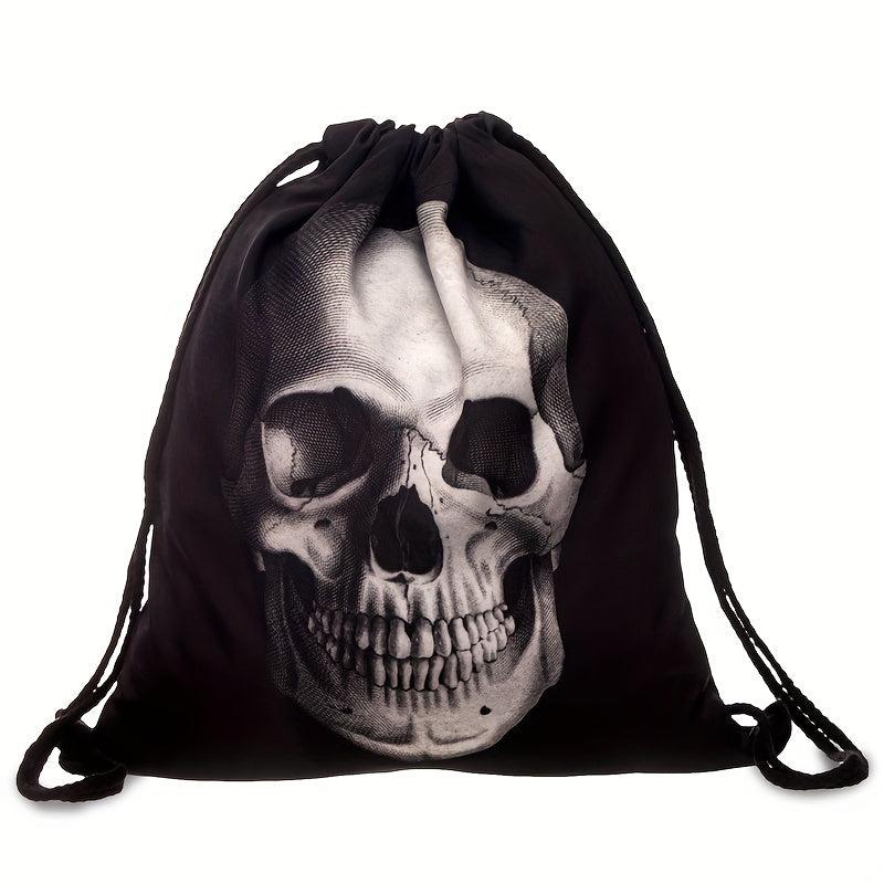 3D Print Skull Drawstring Backpack Street Style Bag