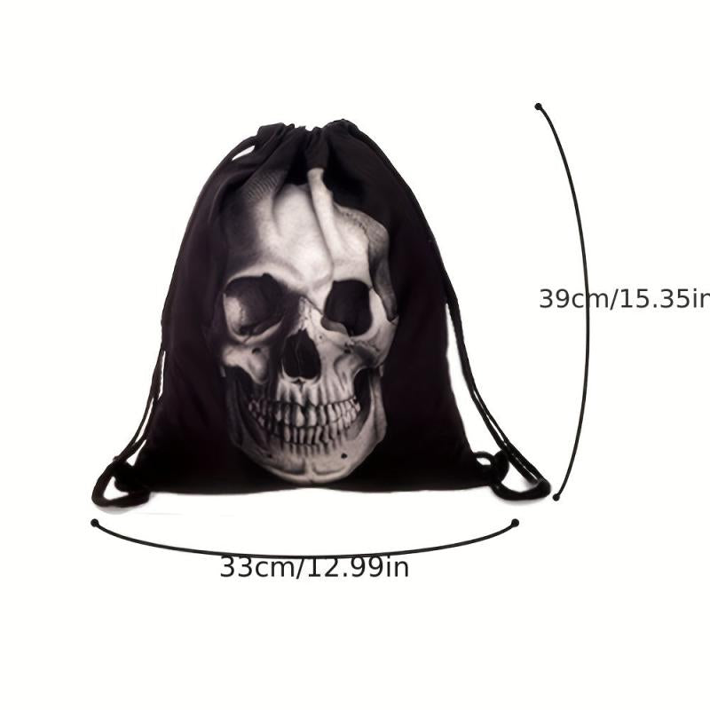 3D Print Skull Drawstring Backpack Street Style Bag