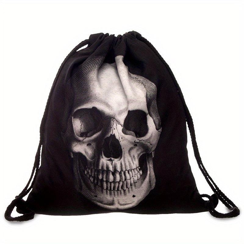 3D Print Skull Drawstring Backpack Street Style Bag