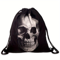 3D Print Skull Drawstring Backpack Street Style Bag