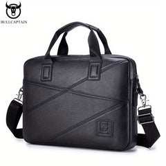 BULLCAPTAIN Men's Leather Briefcase Business Bag Multifunctional Handbag