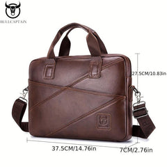 BULLCAPTAIN Men's Leather Briefcase Business Bag Multifunctional Handbag