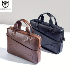BULLCAPTAIN Men's Leather Briefcase Business Bag Multifunctional Handbag
