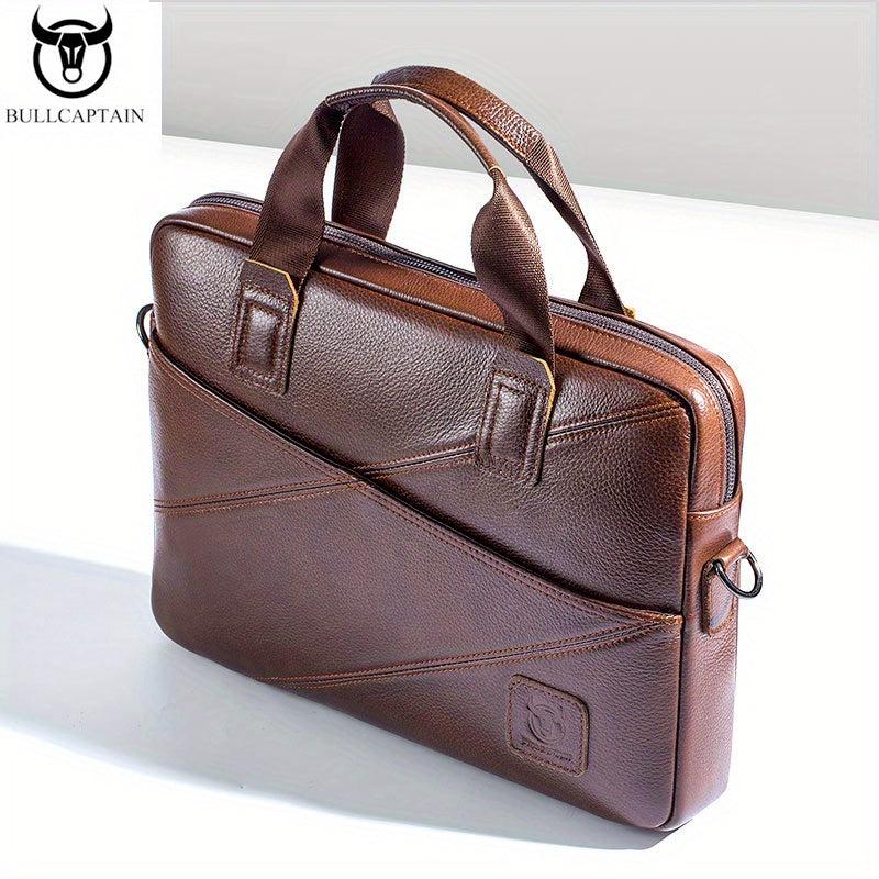 BULLCAPTAIN Men's Leather Briefcase Business Bag Multifunctional Handbag