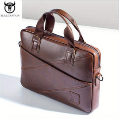 BULLCAPTAIN Men's Leather Briefcase Business Bag Multifunctional Handbag