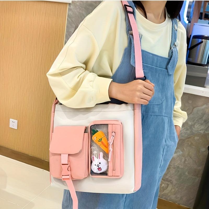 5pcs Cartoon Backpack Crossbody Handbag Set - High School Students