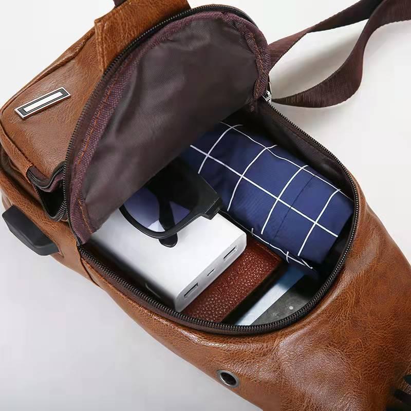 Casual Chest Bag With USB Charging & Headset Hole