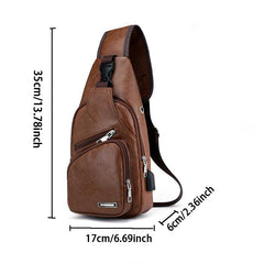 Casual Chest Bag With USB Charging & Headset Hole