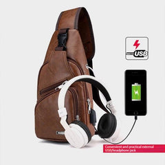 Casual Chest Bag With USB Charging & Headset Hole