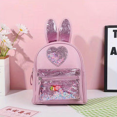 Rabbit Ears Shape Sequin Children's Backpack Sweet Girls Travel Bag