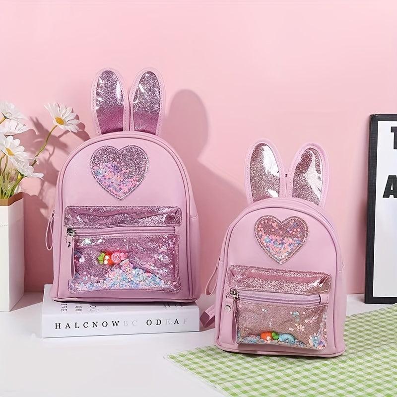 Rabbit Ears Shape Sequin Children's Backpack Sweet Girls Travel Bag