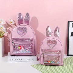 Rabbit Ears Shape Sequin Children's Backpack Sweet Girls Travel Bag
