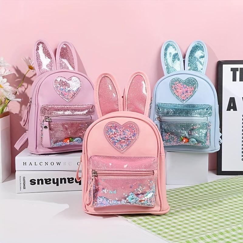 Rabbit Ears Shape Sequin Children's Backpack Sweet Girls Travel Bag