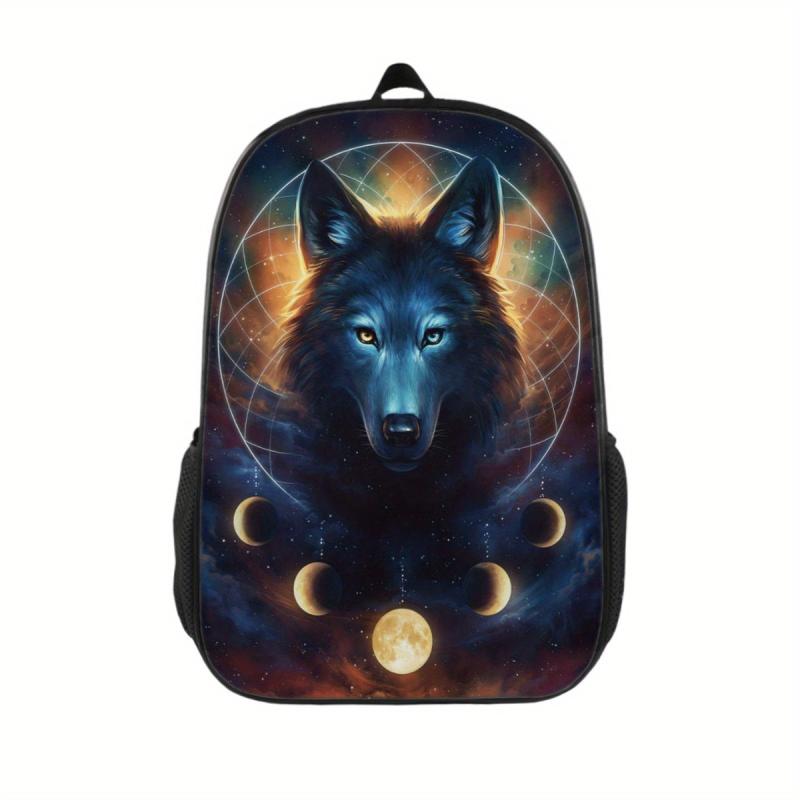 Wolf Pattern Backpack 3D Print Student Backpack Large Capacity Travel Bag