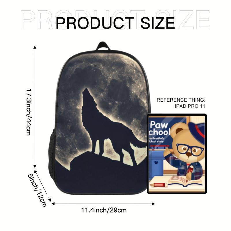 Wolf Pattern Backpack 3D Print Student Backpack Large Capacity Travel Bag